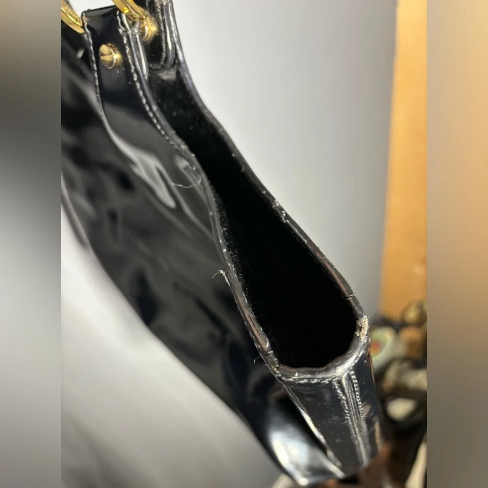 Tory Burch Bombe Black Patent Leather Tote
